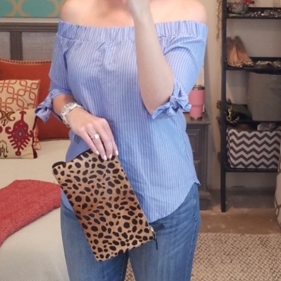 Haute Project Blue Striped Off The Shoulder Top - Picture 11 of 11